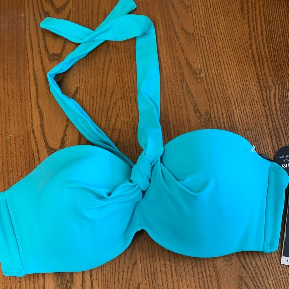 NWT Coco Reef Solid Aqua Brze‎ Underwire Bikini Top Sz 32/34DD No Straps